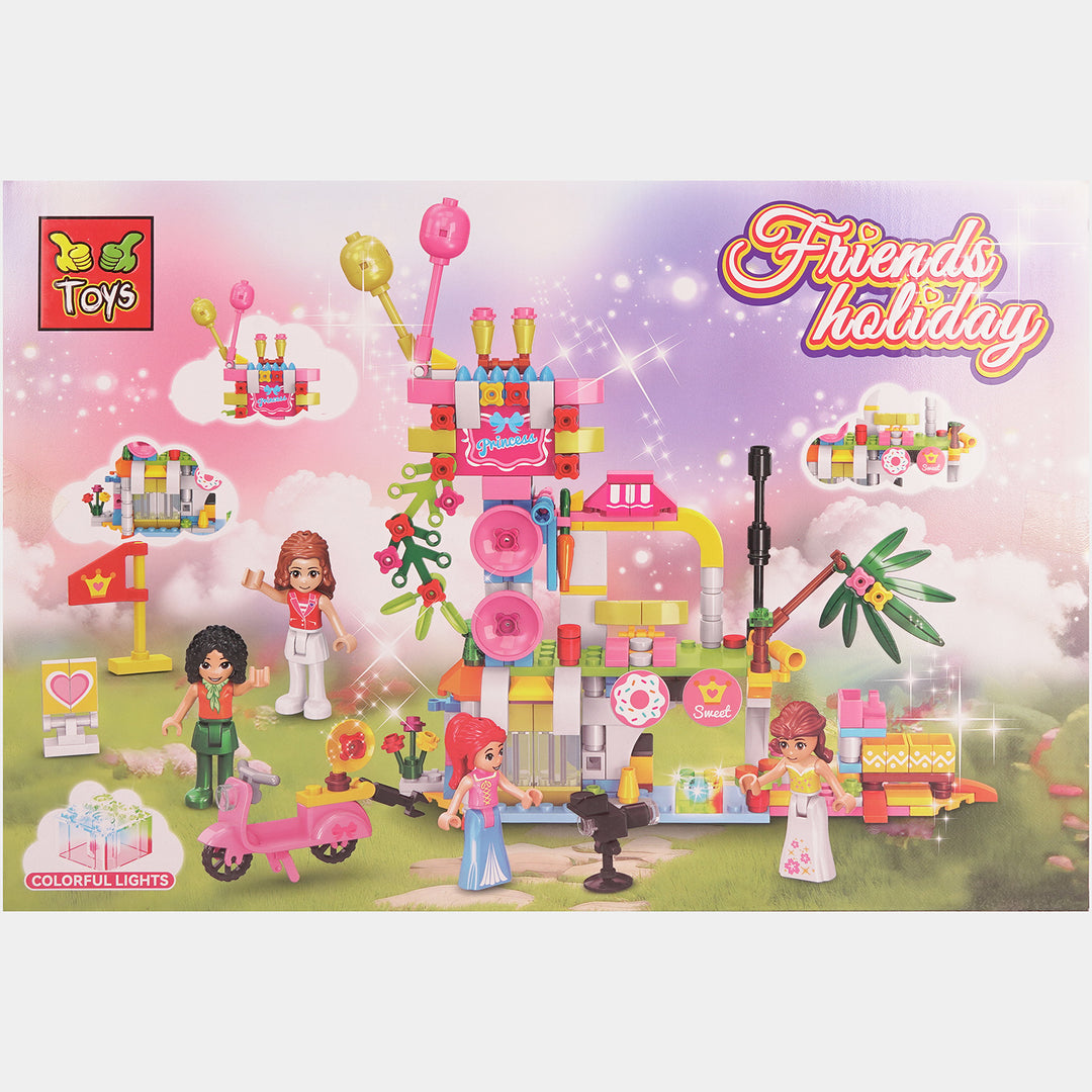 Princess Holiday Building Block Toy Set with Colorful Lights