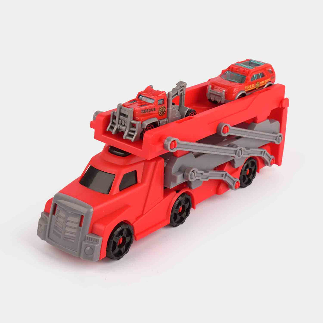 Multi-Level Vehicle Transporter and Toy Fire Truck