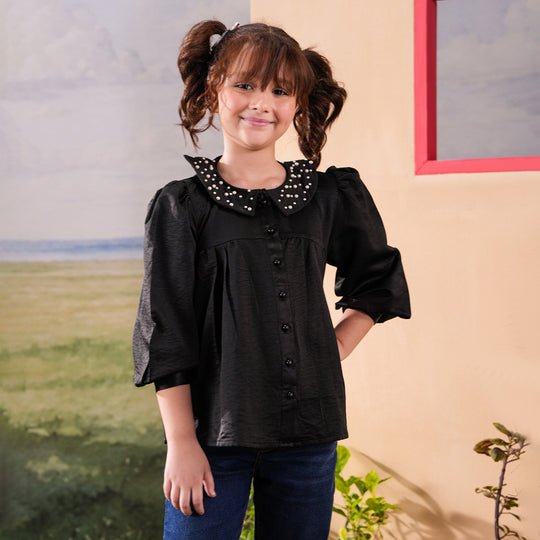 Girls Polyester Casual Top Glorious - Black