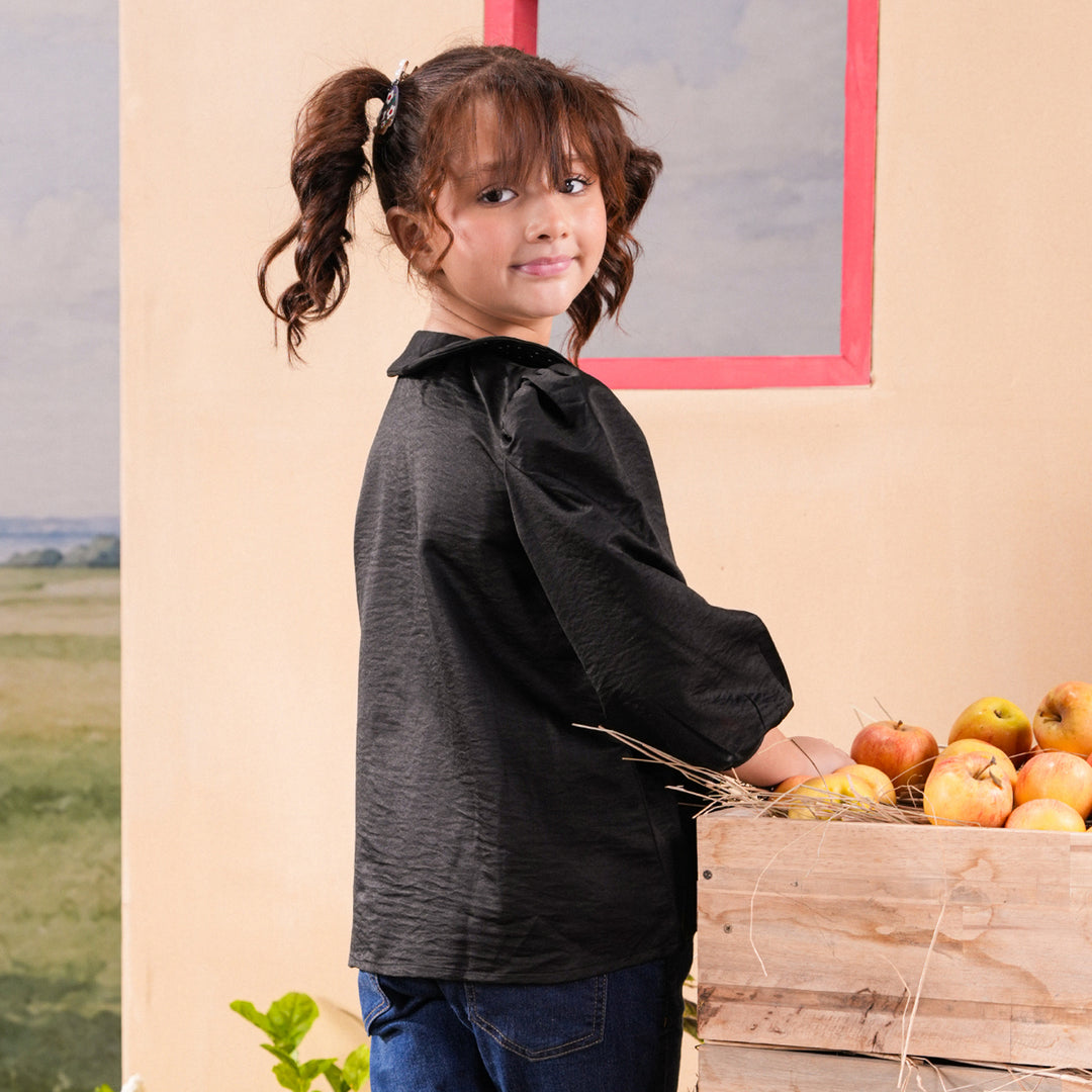 Girls Polyester Casual Top Glorious - Black