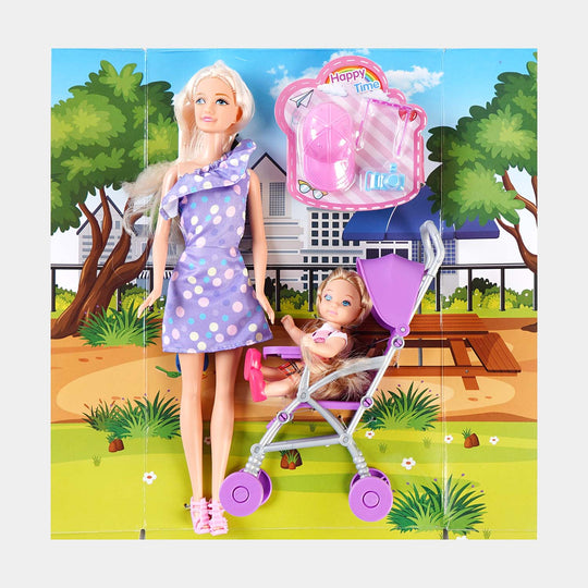 Fashion Doll With Stroller Set