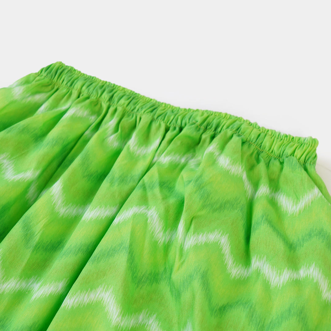 Girls Cotton independence day Long Skirt Ikat - Green