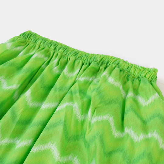 Girls Cotton independence day Long Skirt Ikat - Green