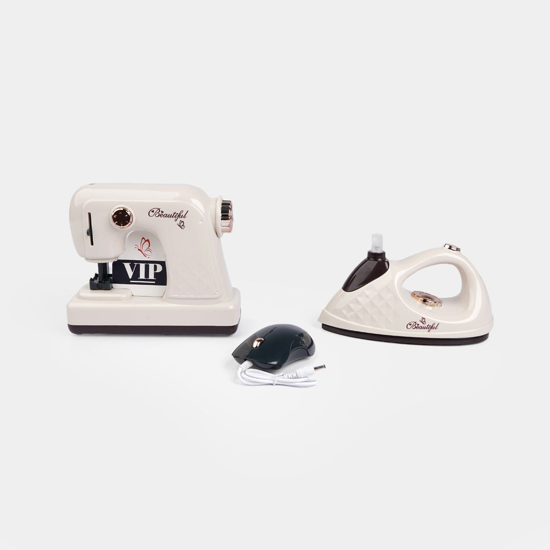 Kids Pretend Home Appliance Play Sewing Machine & Iron