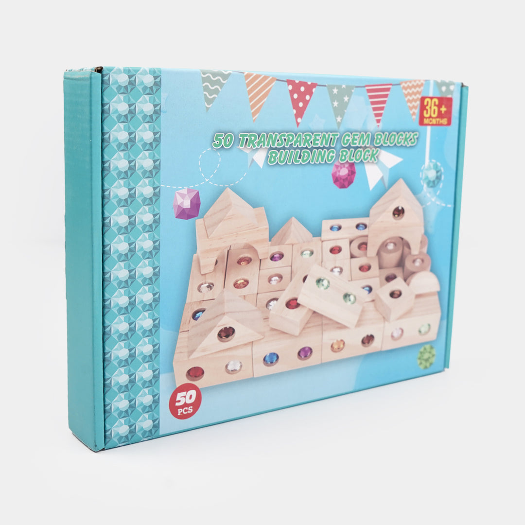 Wooden Stacking Blocks Gem Building 50Pcs