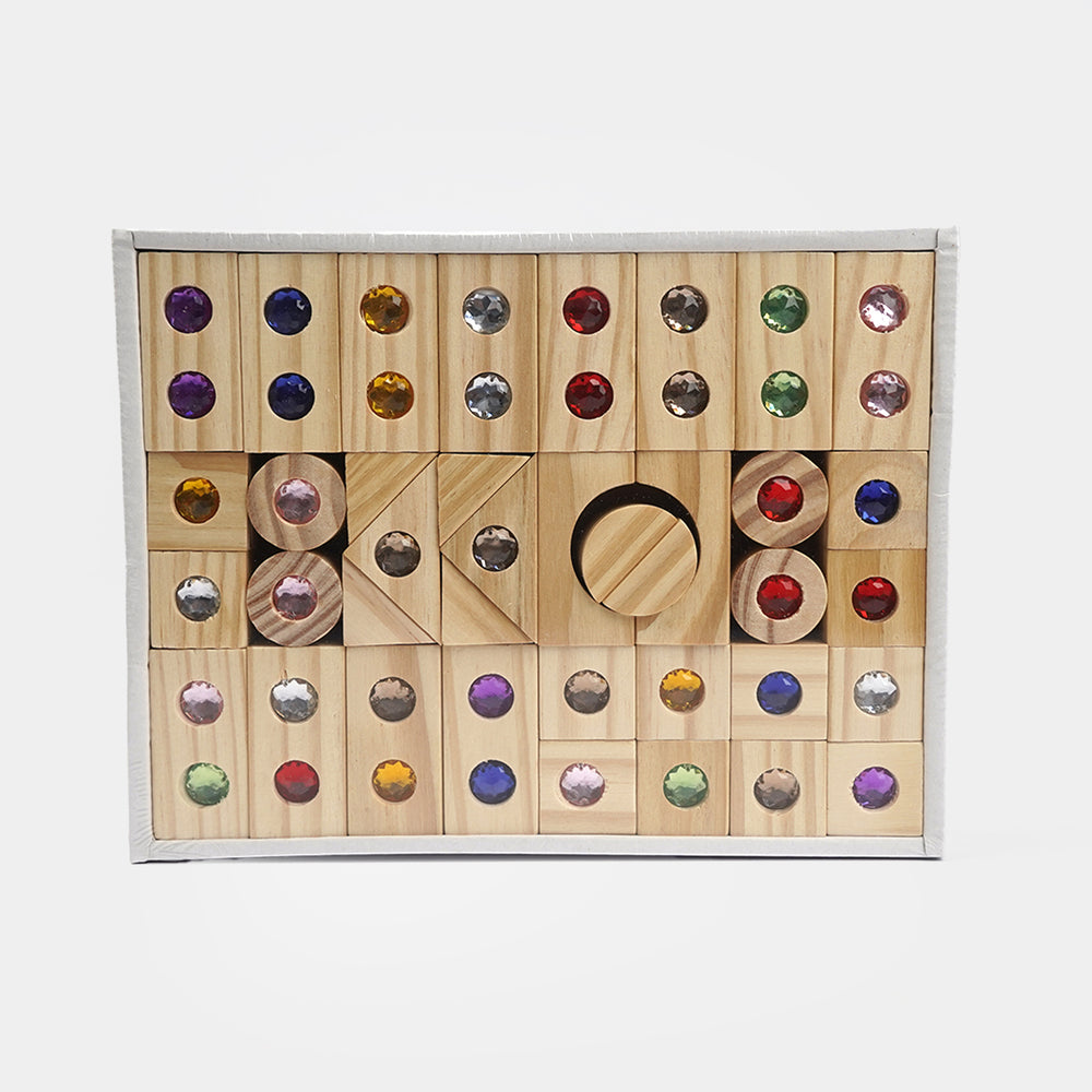 Wooden Stacking Blocks Gem Building 50Pcs