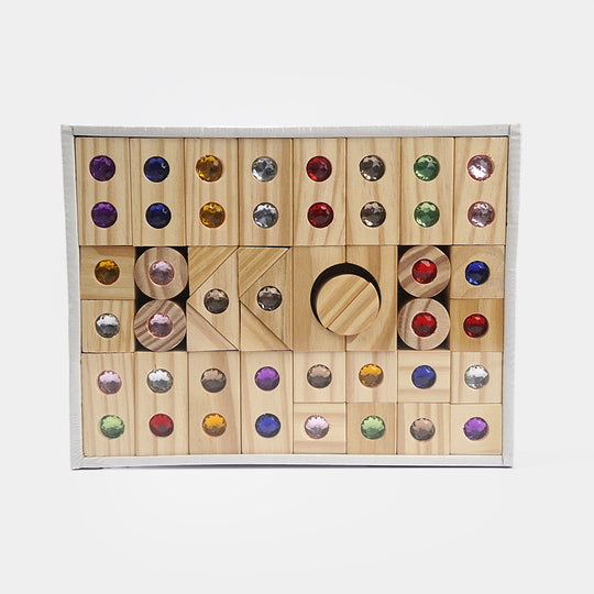 Wooden Stacking Blocks Gem Building 50Pcs