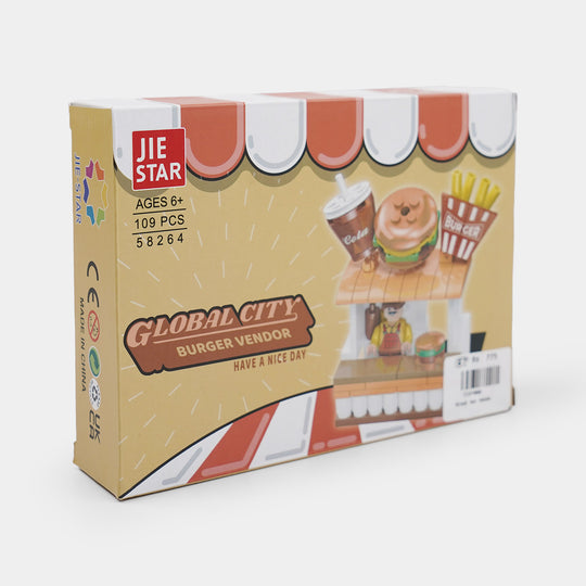 Burger Stall Building Blocks Play Set for Kids