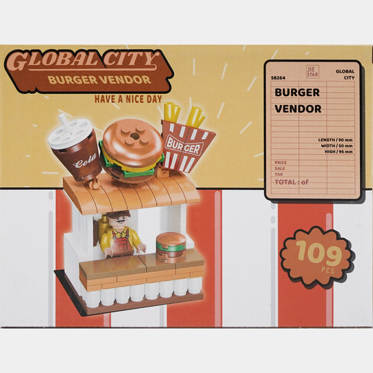Burger Stall Building Blocks Play Set for Kids