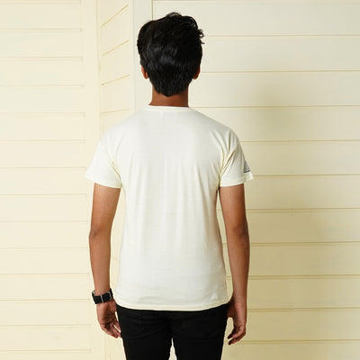 Teens Boys Cotton T-Shirt Asthetic - Cream