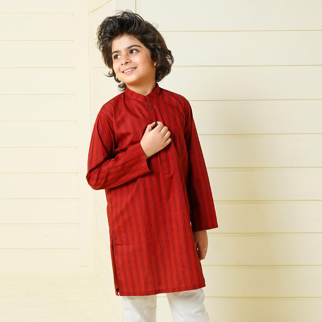 Boys Cotton Kurta - MAROON