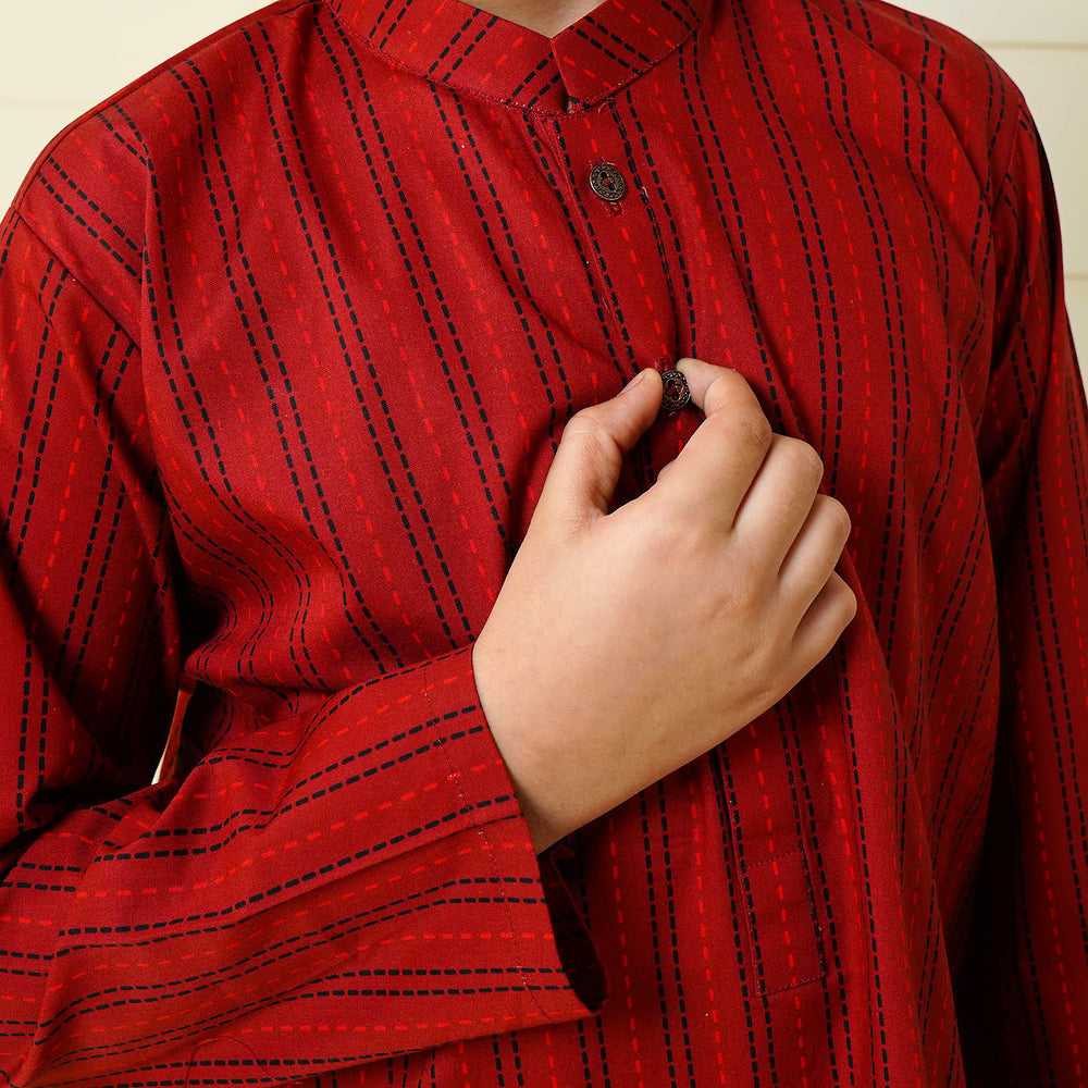 Boys Cotton Kurta - MAROON