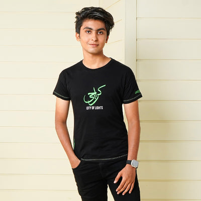Teens Boys Cotton T-Shirt Karachi - BLACK