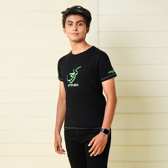 Teens Boys Cotton T-Shirt Karachi - BLACK