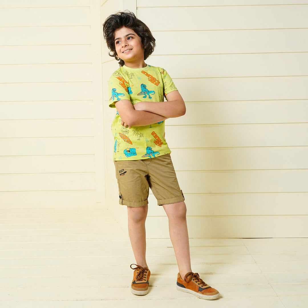 Boys Jersey T-Shirt H/S Good Vibes - Light Green