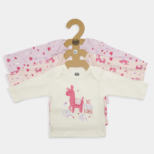 Infant Girls T Shirt 3Pc Llama-Mix