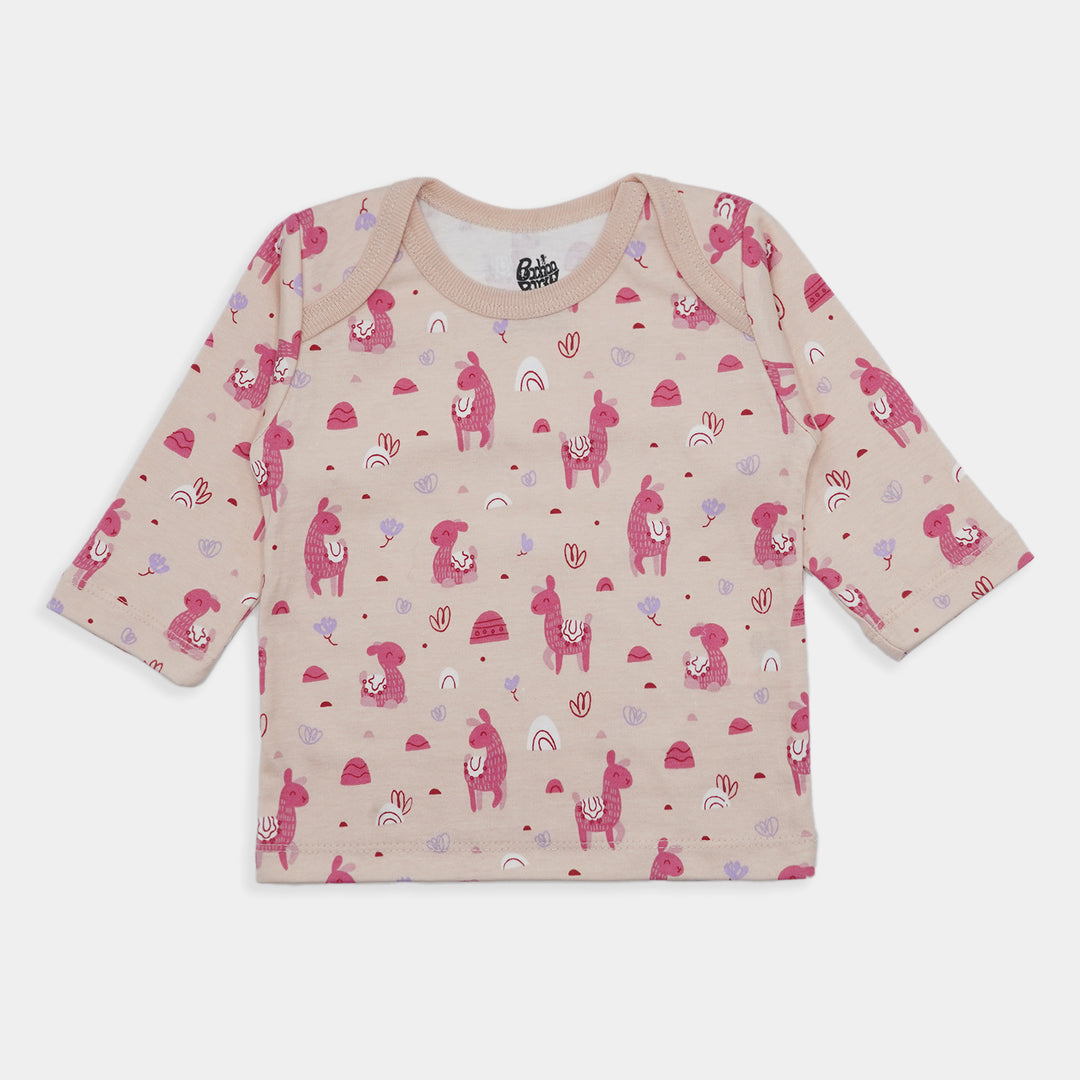 Infant Girls T Shirt 3Pc Llama-Mix
