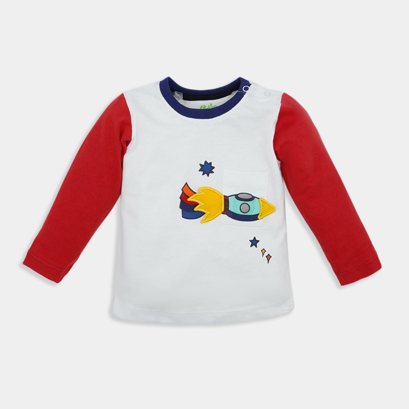 Infant Boys Round Neck T-Shirt Rocket-White