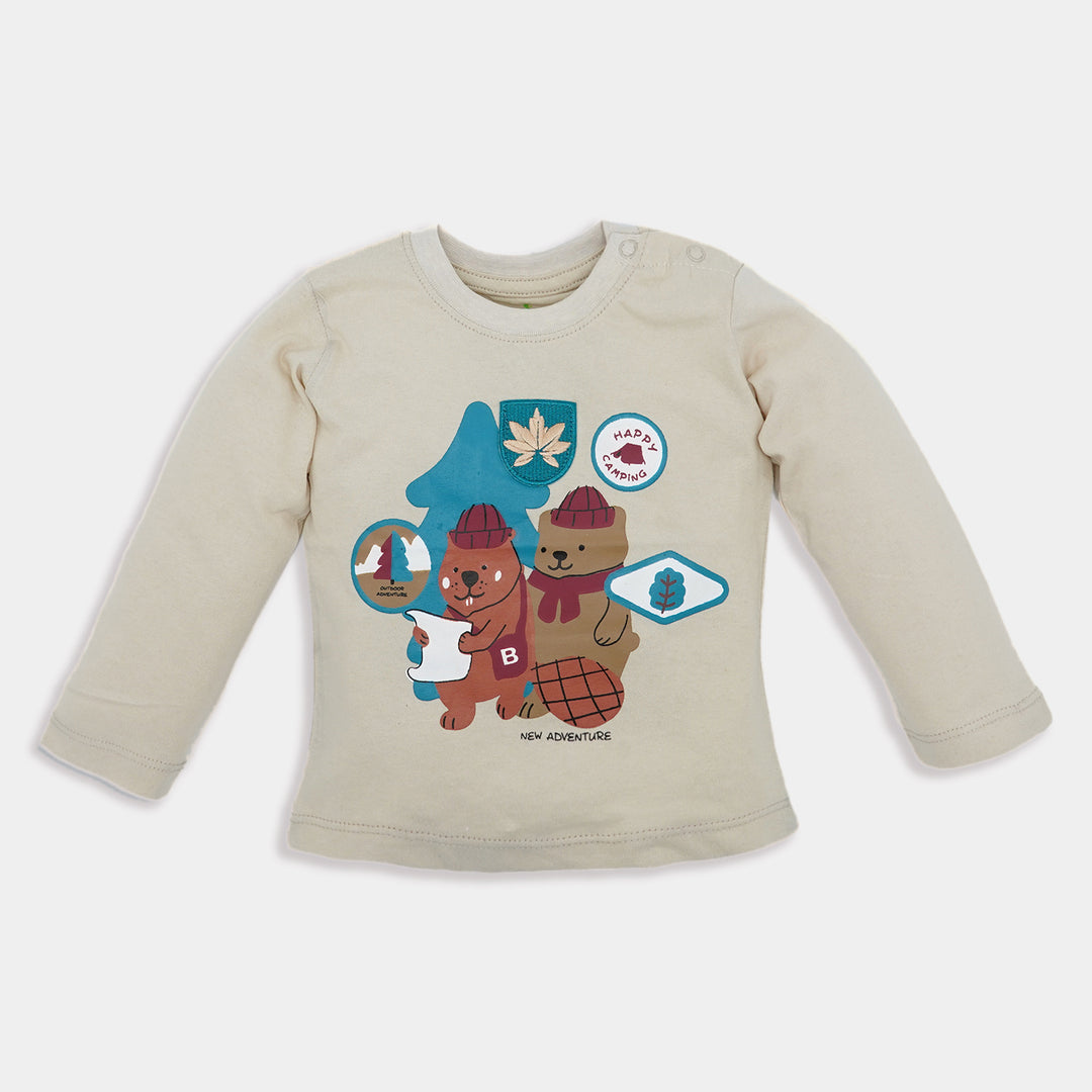 Infant Boys Round Neck T-Shirt Bear-B.Sand