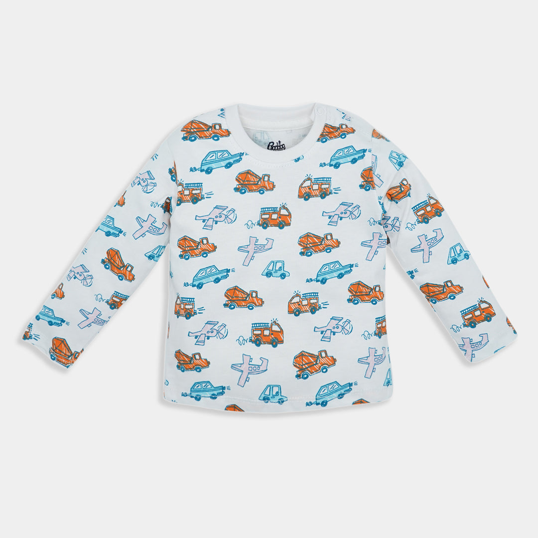 Infant Boys Round Neck T-Shirt Little Universe-White