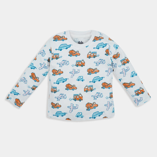 Infant Boys Round Neck T-Shirt Little Universe-White