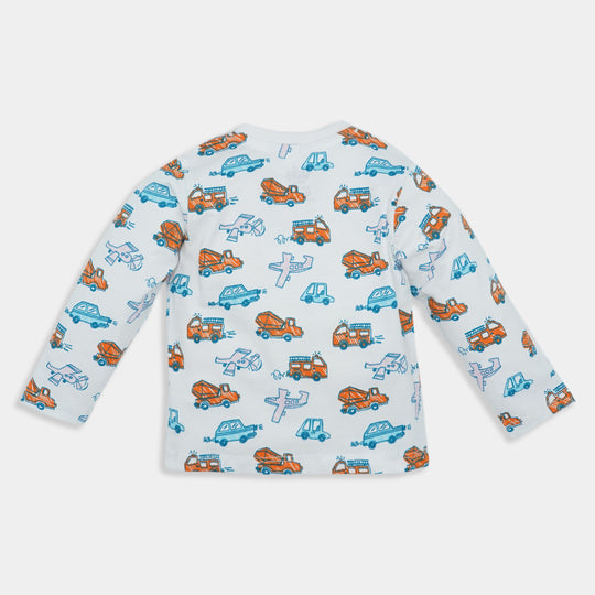 Infant Boys Round Neck T-Shirt Little Universe-White