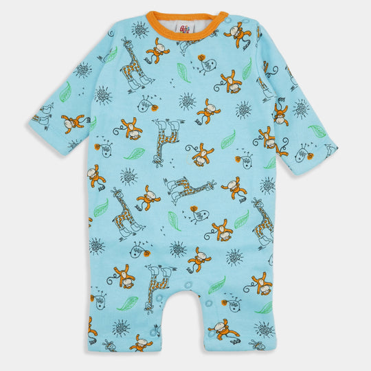 Infant Boys Knitted Romper Giraffe & Monkey-Aqua Blue