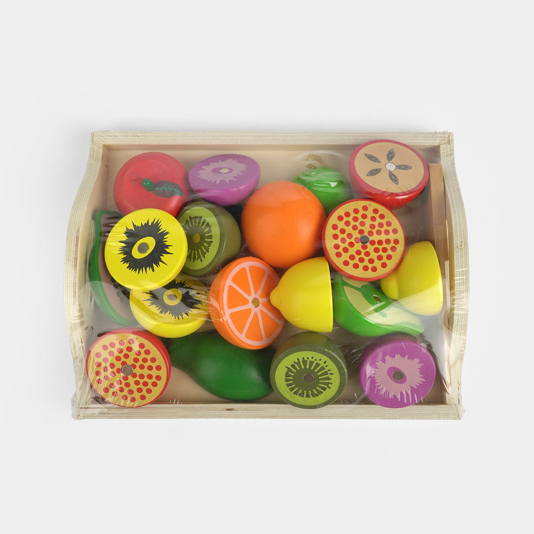 Wooden Magnetic Cutting Fruit & Crate Playset