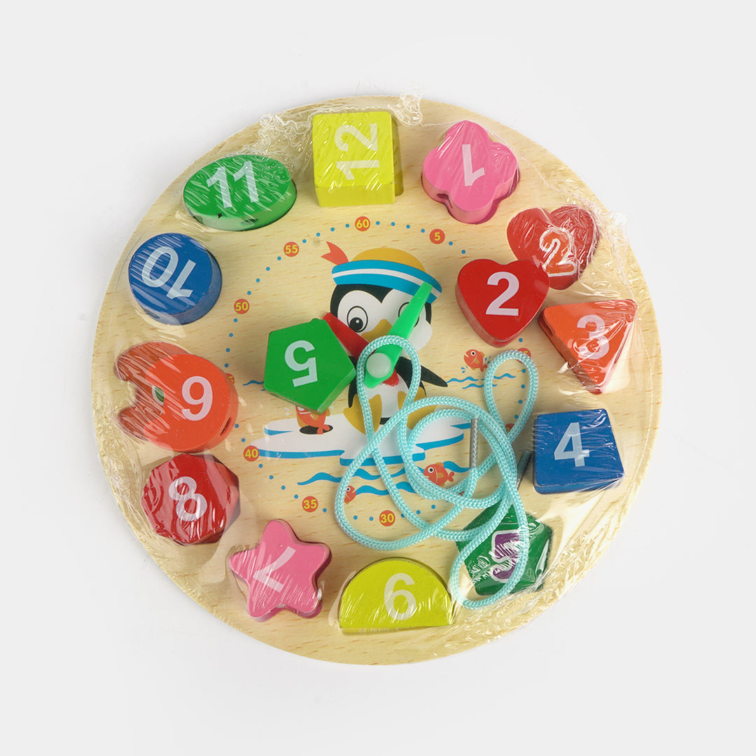 Wooden Penguin Shape Sorting & Time-Telling Clock Puzzle