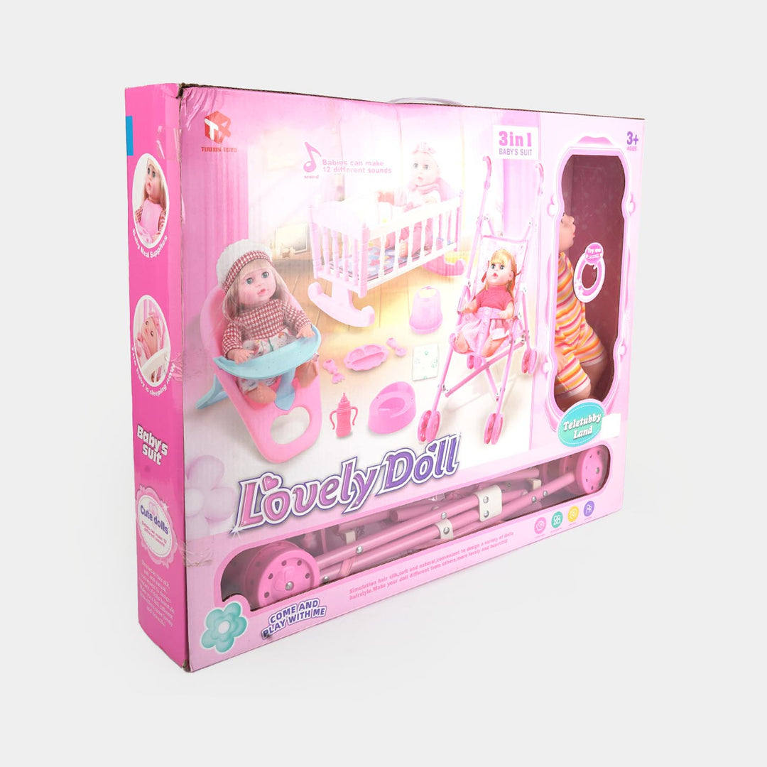 14" Doll Set with Play Accessories