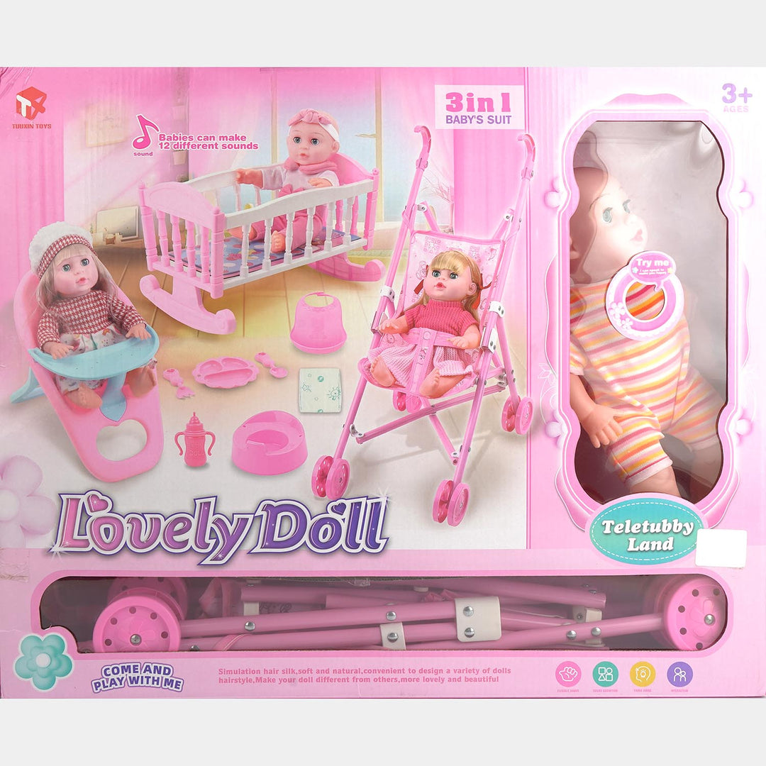 14" Doll Set with Play Accessories