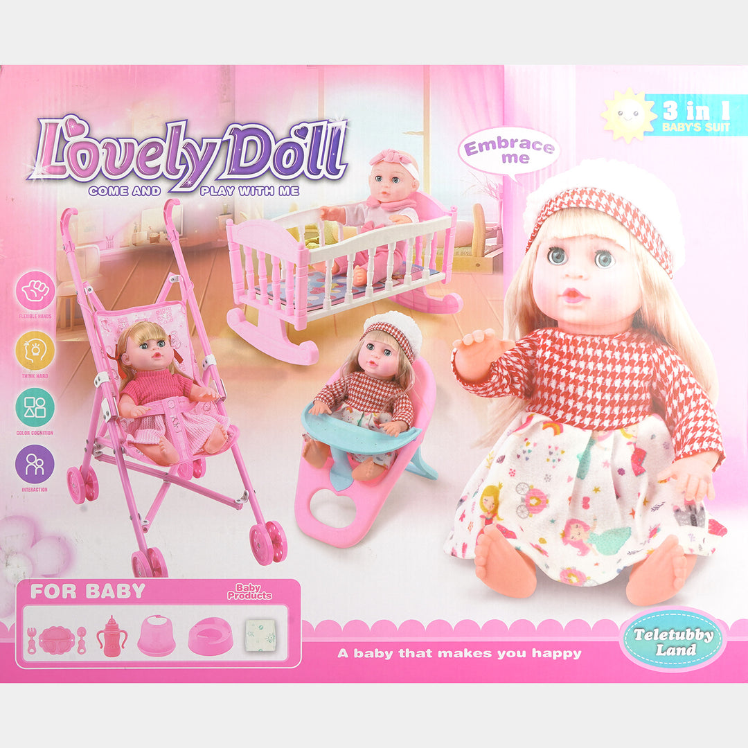 14" Doll Set with Play Accessories