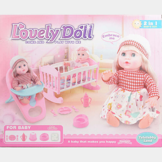 14" Doll Set with Play Accessories