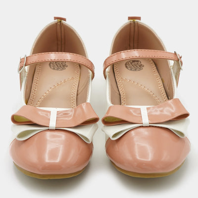 Girls Pumps 640-59-Peach/White