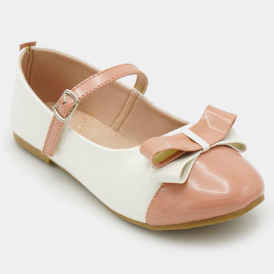 Girls Pumps 640-59-Peach/White