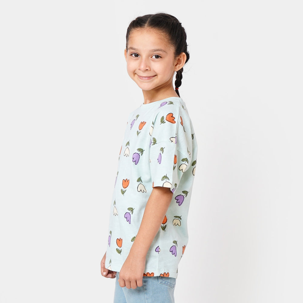 Girls T-Shirt Flower All Over - Soothing