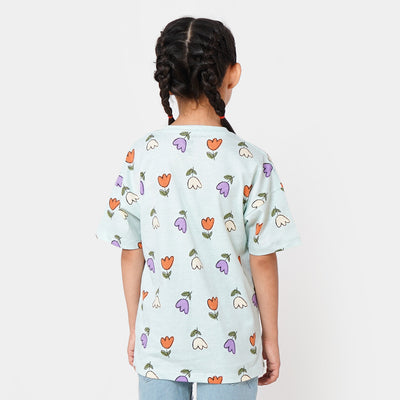 Girls T-Shirt Flower All Over - Soothing