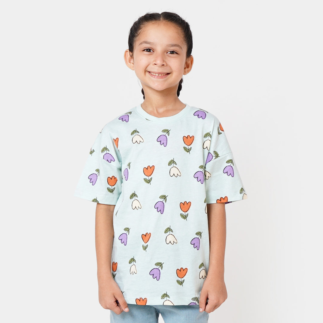 Girls T-Shirt Flower All Over - Soothing