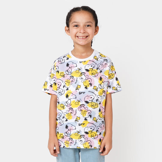 Girls T-Shirt Printed All Over - White