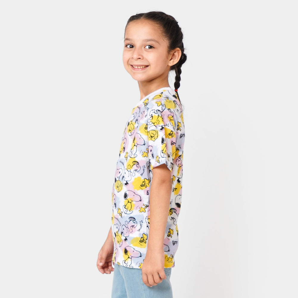 Girls T-Shirt Printed All Over - White