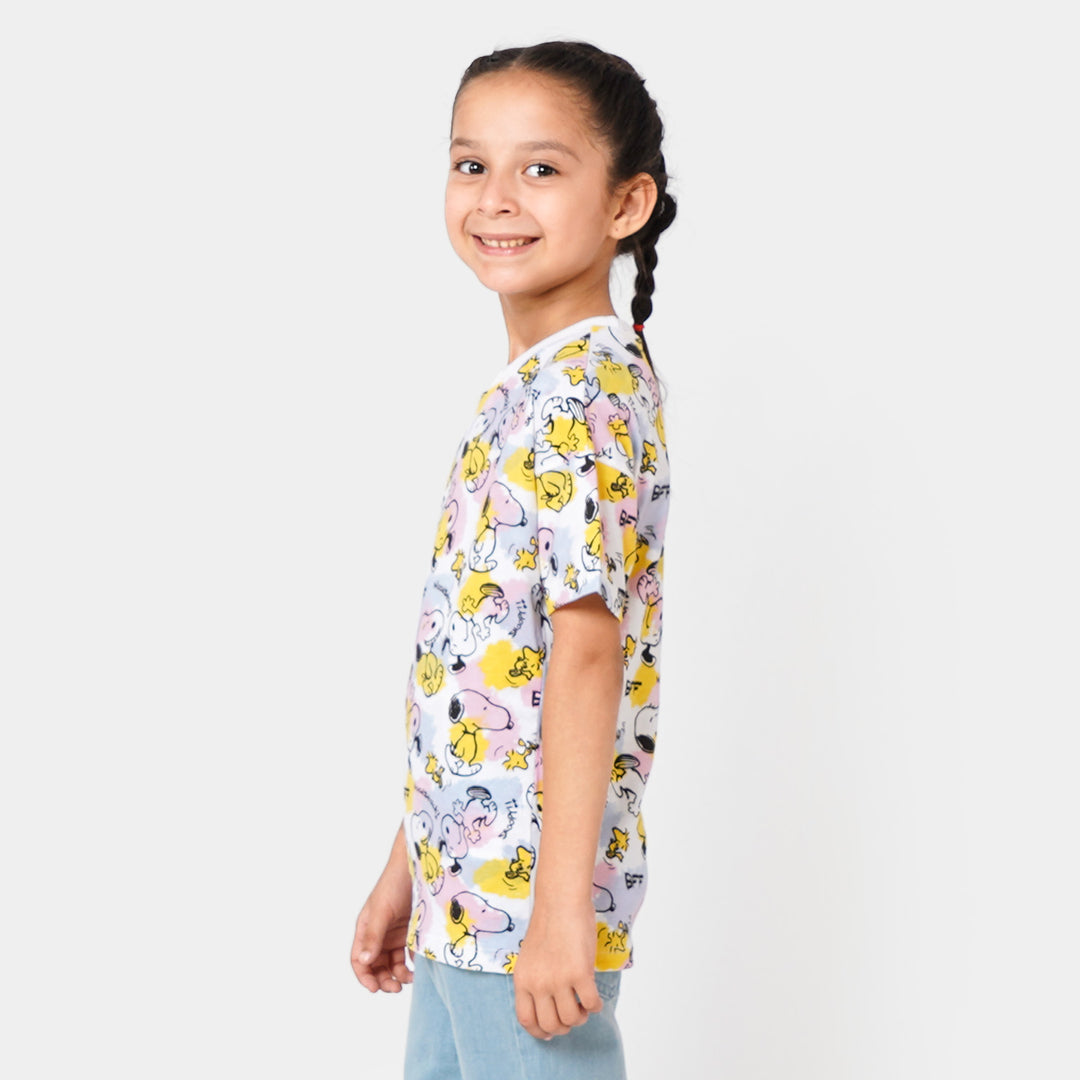 Girls T-Shirt Printed All Over - White