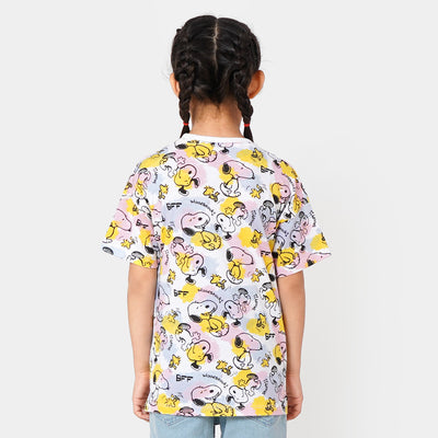 Girls T-Shirt Printed All Over - White
