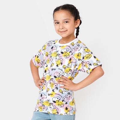 Girls T-Shirt Printed All Over - White