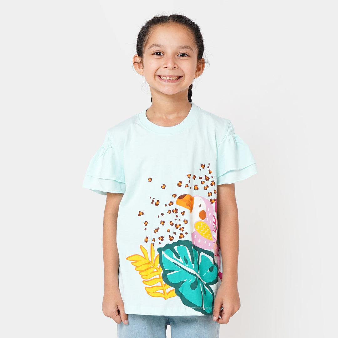 Girls T-Shirt H/S Tropical  - Salt/W/S