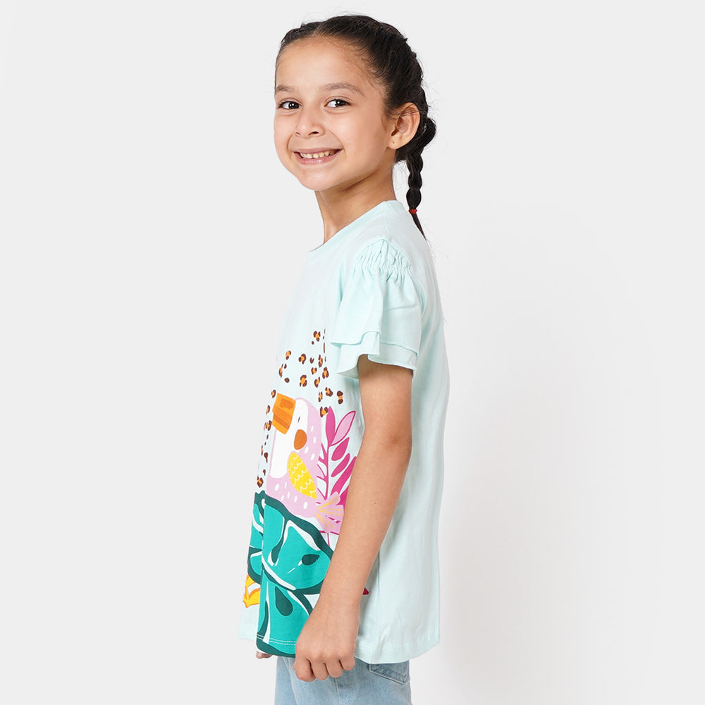 Girls T-Shirt H/S Tropical  - Salt/W/S