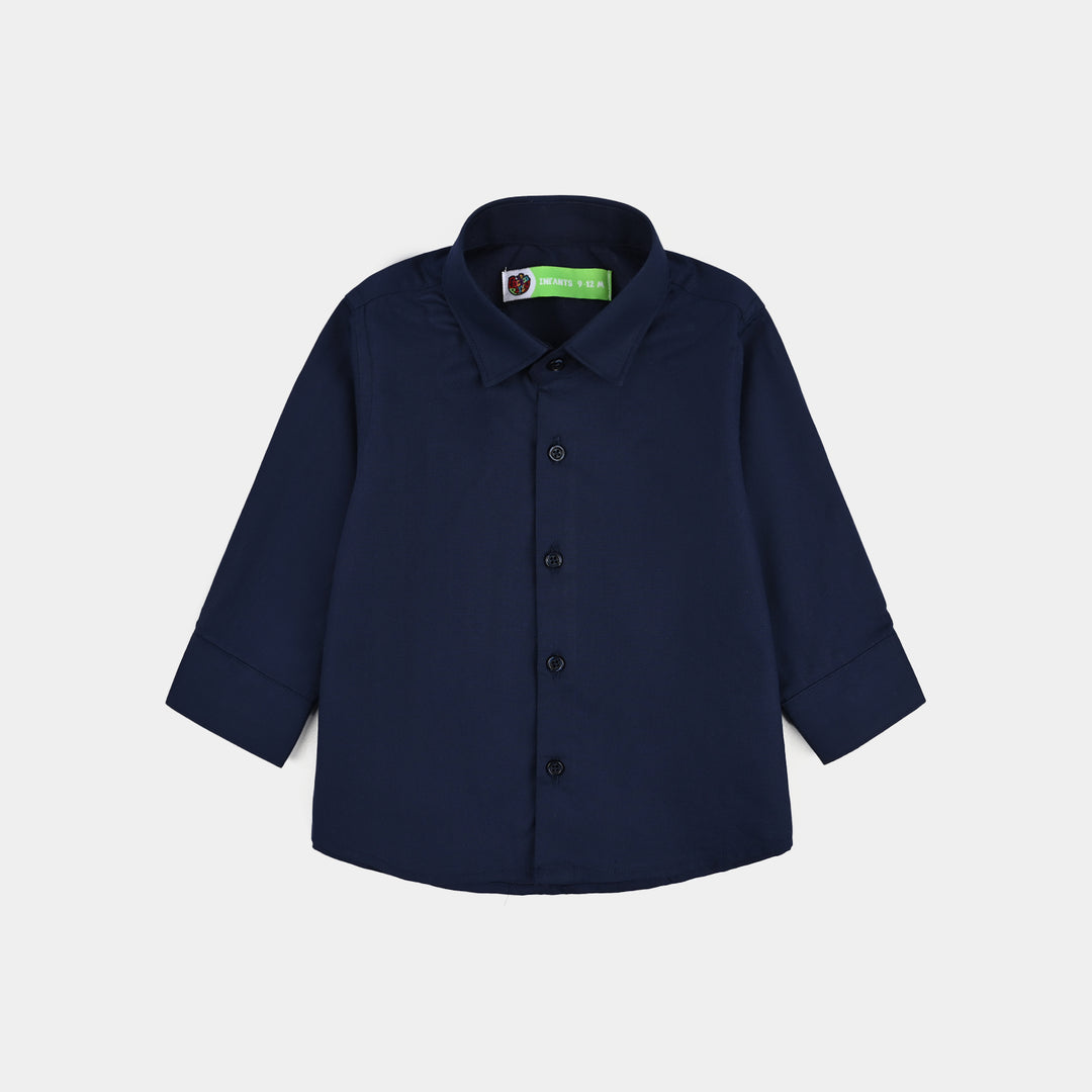 Infant Boys Cotton Poplin Formal Shirt (Navy)