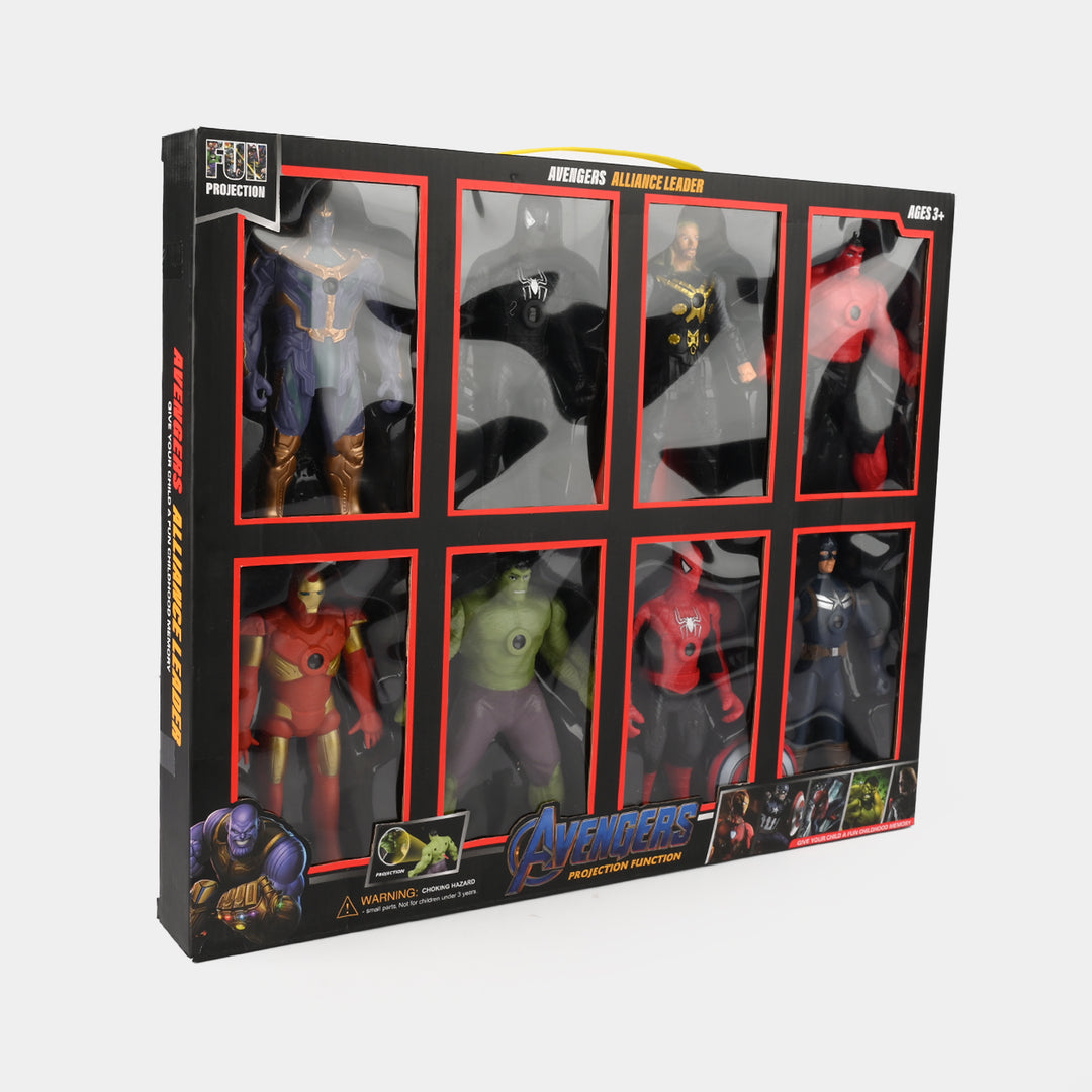 Action Figures Set with Light Projection | 8Pcs