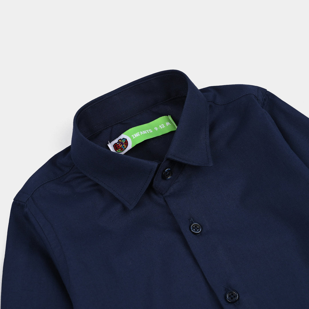 Infant Boys Cotton Poplin Formal Shirt (Navy)