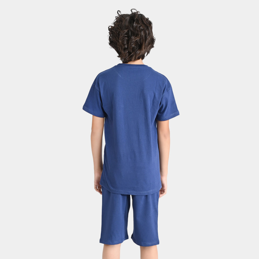 Boys Jersey/Terry 2 Piece Suit Mood On-Navy Peony