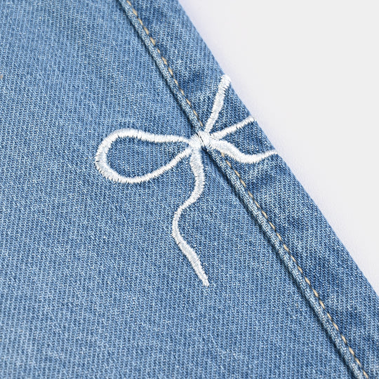 Girls Denim rigid Pant Big Bow-LT.Blue
